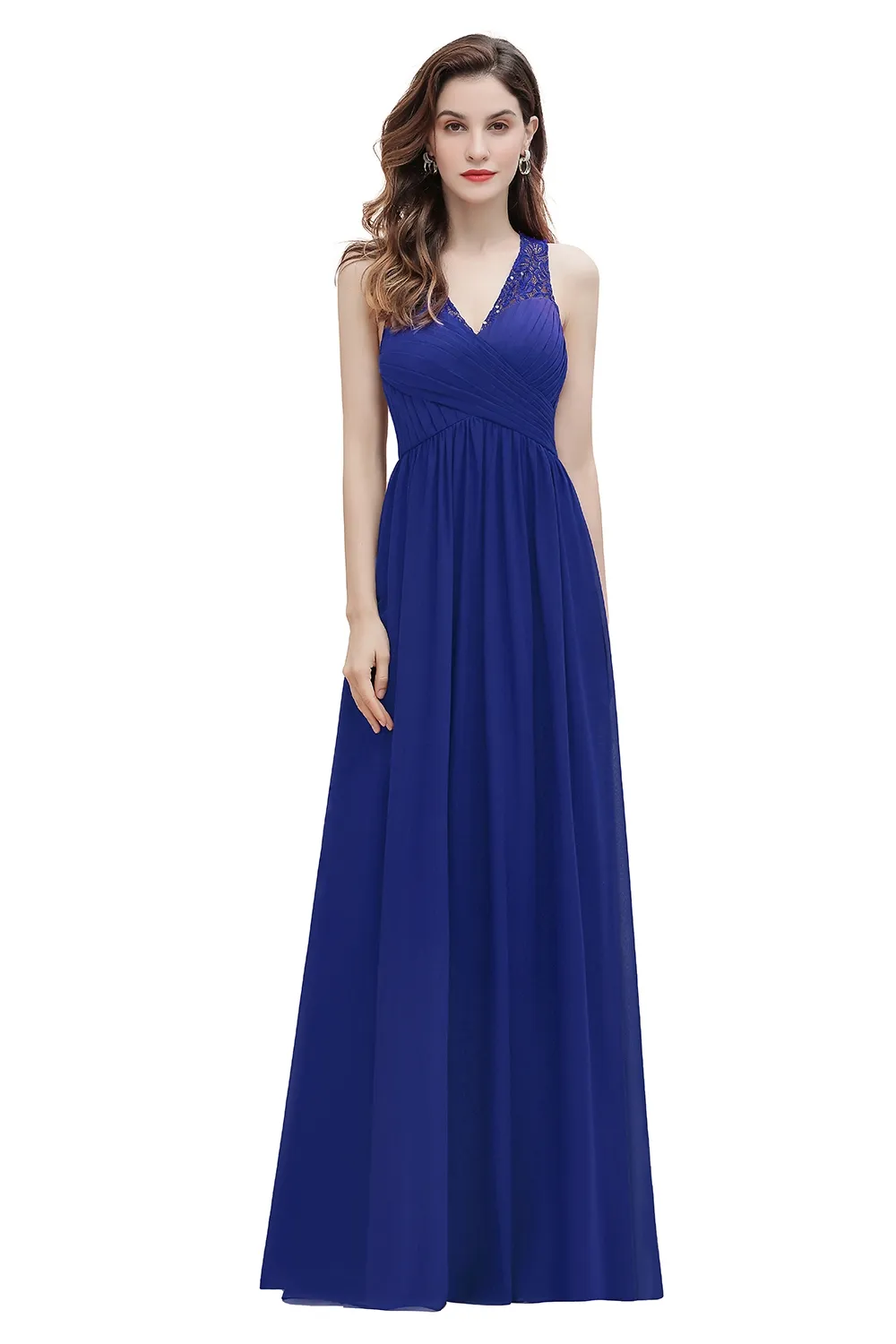 Abendkleider Lang V Ausschnitt | Weinrot Chiffon kleider