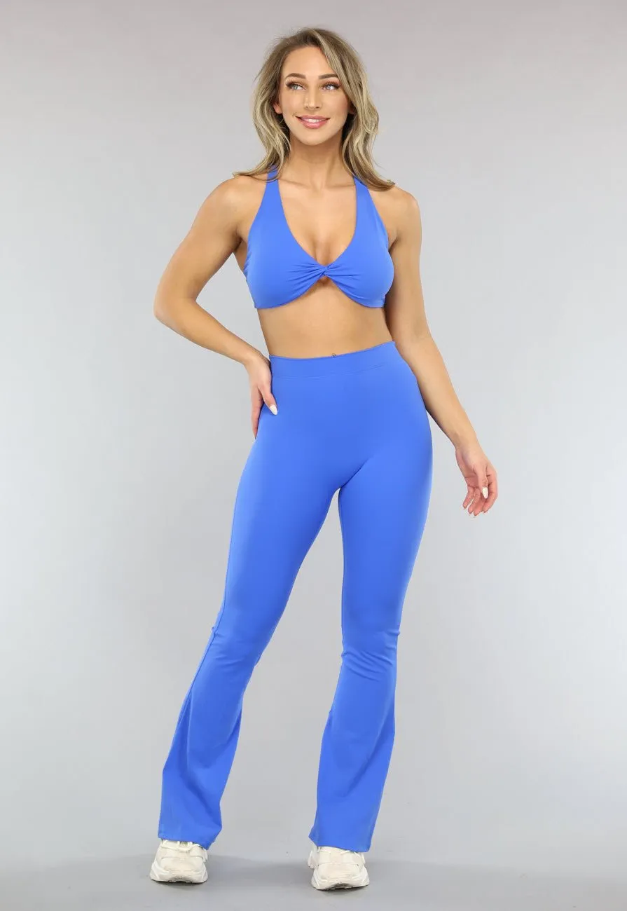 Blaues Stretch-Sport-Set mit Scrunch