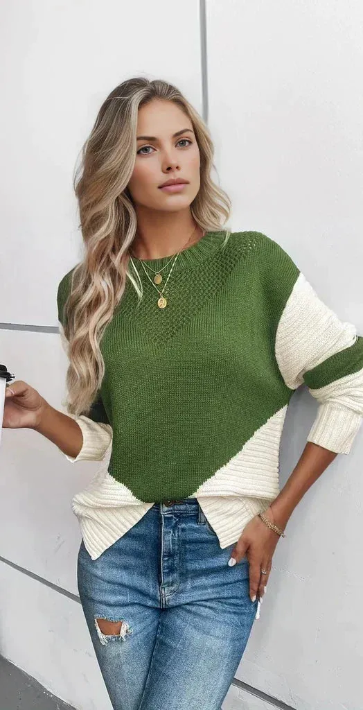 Bressa | Entspannter Pullover mit Rundhalsausschnitt und Farbblock-Des