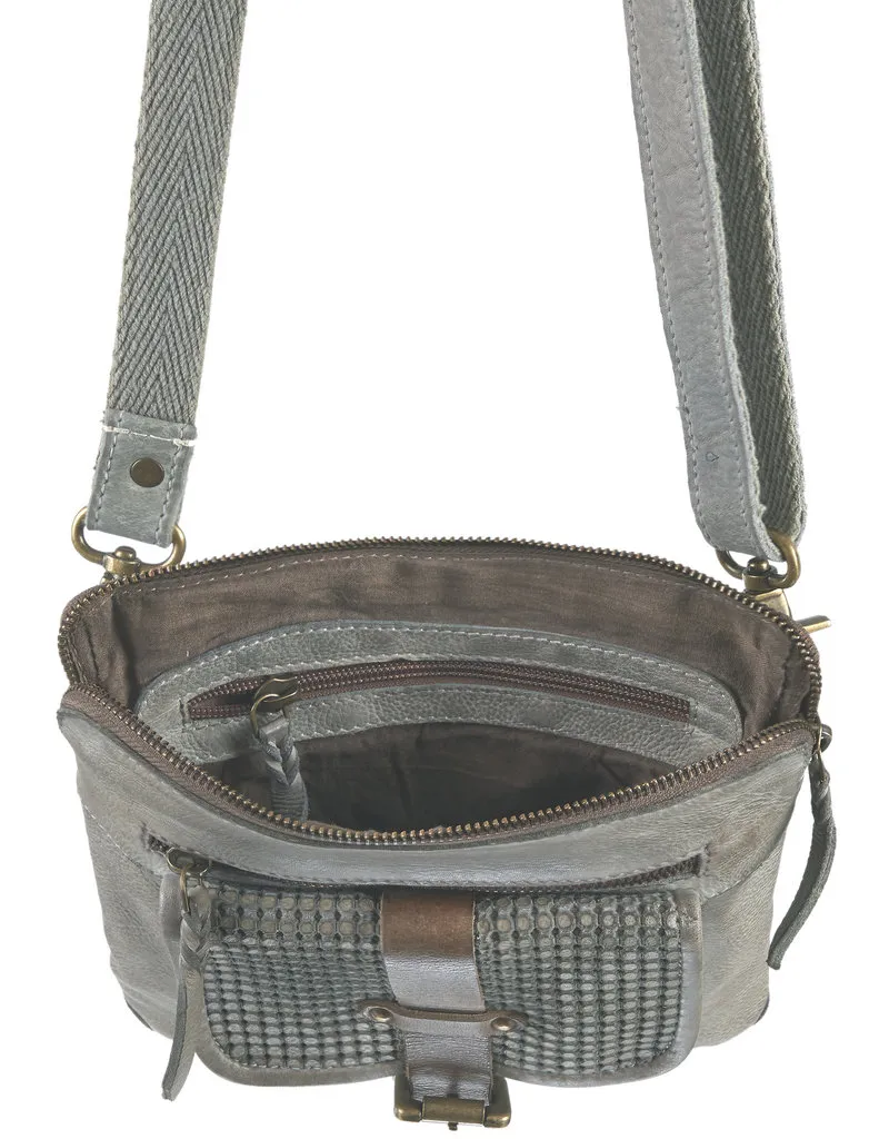 Casual Leder Umhängetasche Grau