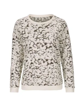 Damen Ausbrenner-Pullover, ecru-schwarz