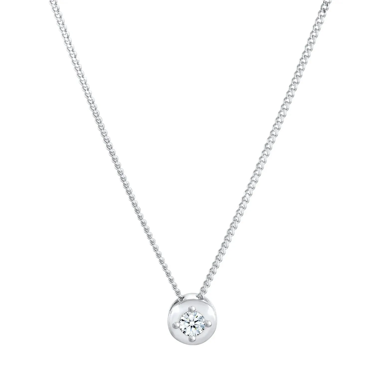   Elli  Halskette Diamant Solitär (0.11 ct.) Klassik 925 S silber  Mittellange Halskette 