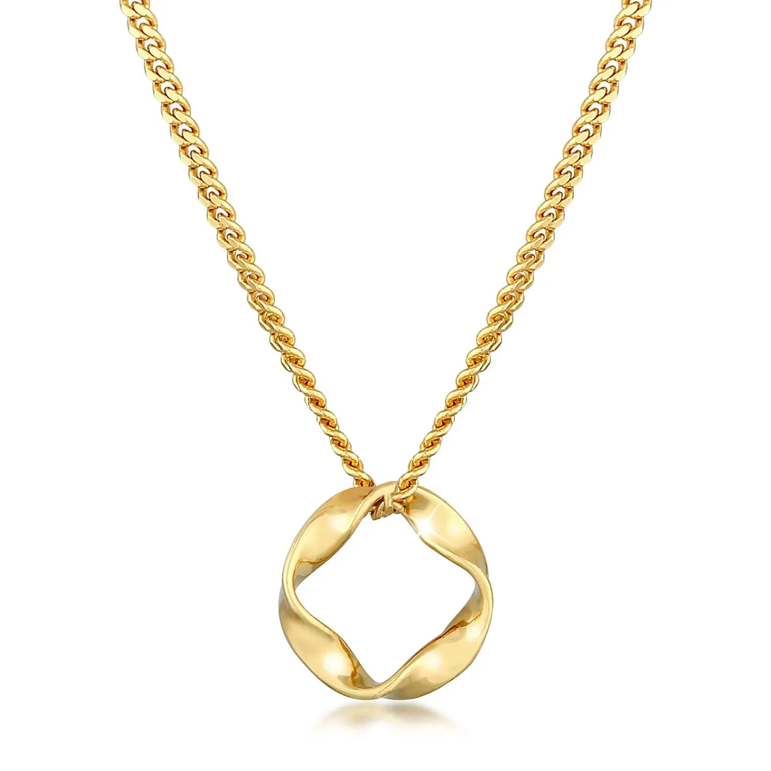   Elli  Halskette Kreis Design Twisted Gedreht 585 Gelbgol gold  Mittellange Halskette 