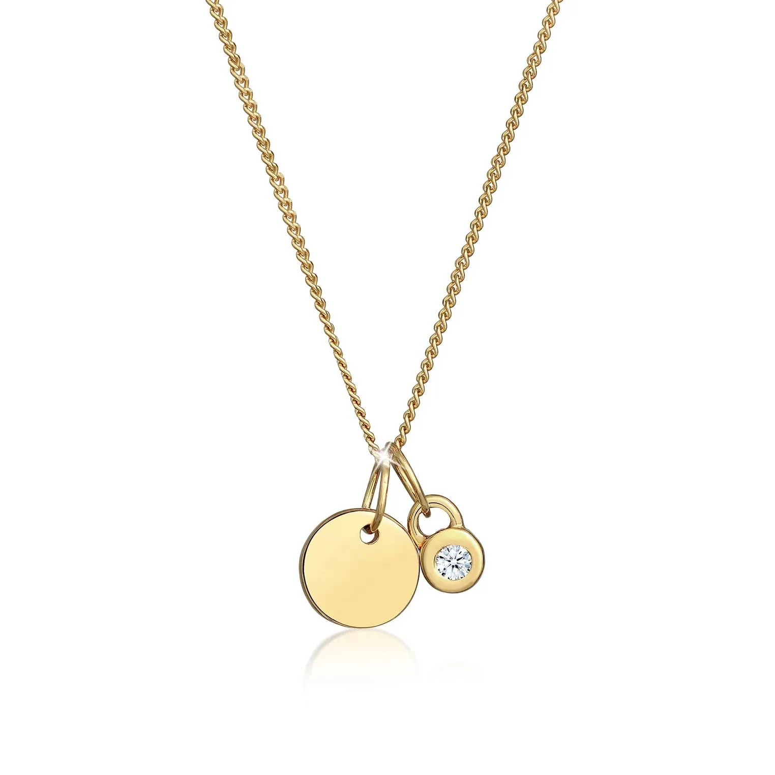   Elli  Halskette Kreis Geo Solitär Diamant (0.03 ct.) 585 gold  Mittellange Halskette 