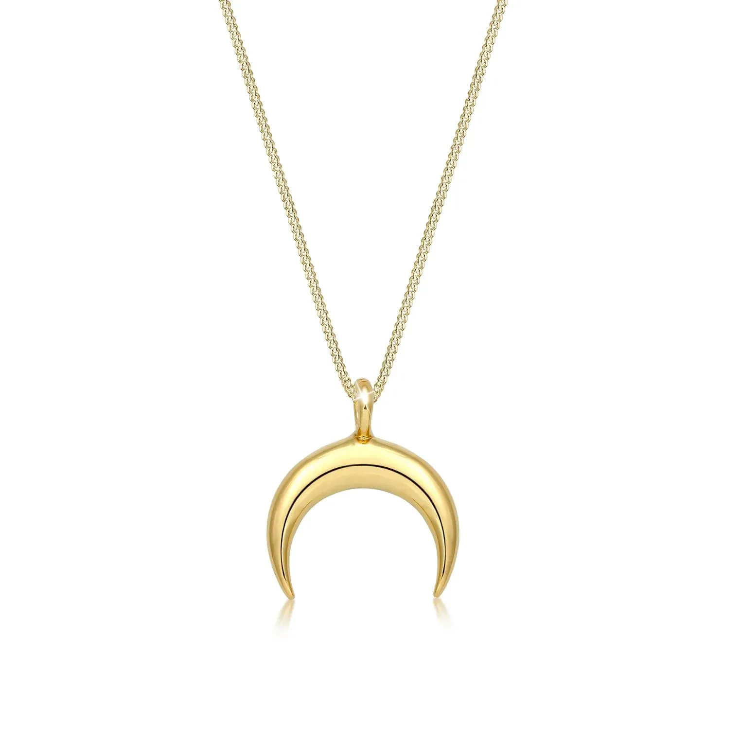   Elli  Halskette Panzerkette Halbmond Sichel Astro 375 Ge gold  Mittellange Halskette 