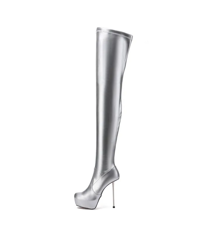 Giaro Overknee Plateau Stiefel BRISA Silber Matt online günstig kaufen!
