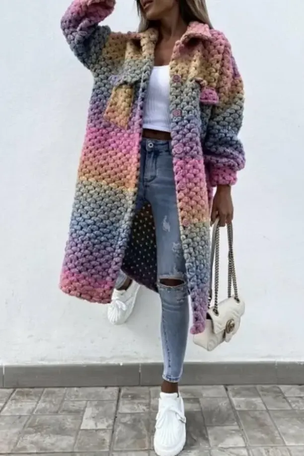 Heidi-Mode | Lässige Karierte Geflochtene Jacke