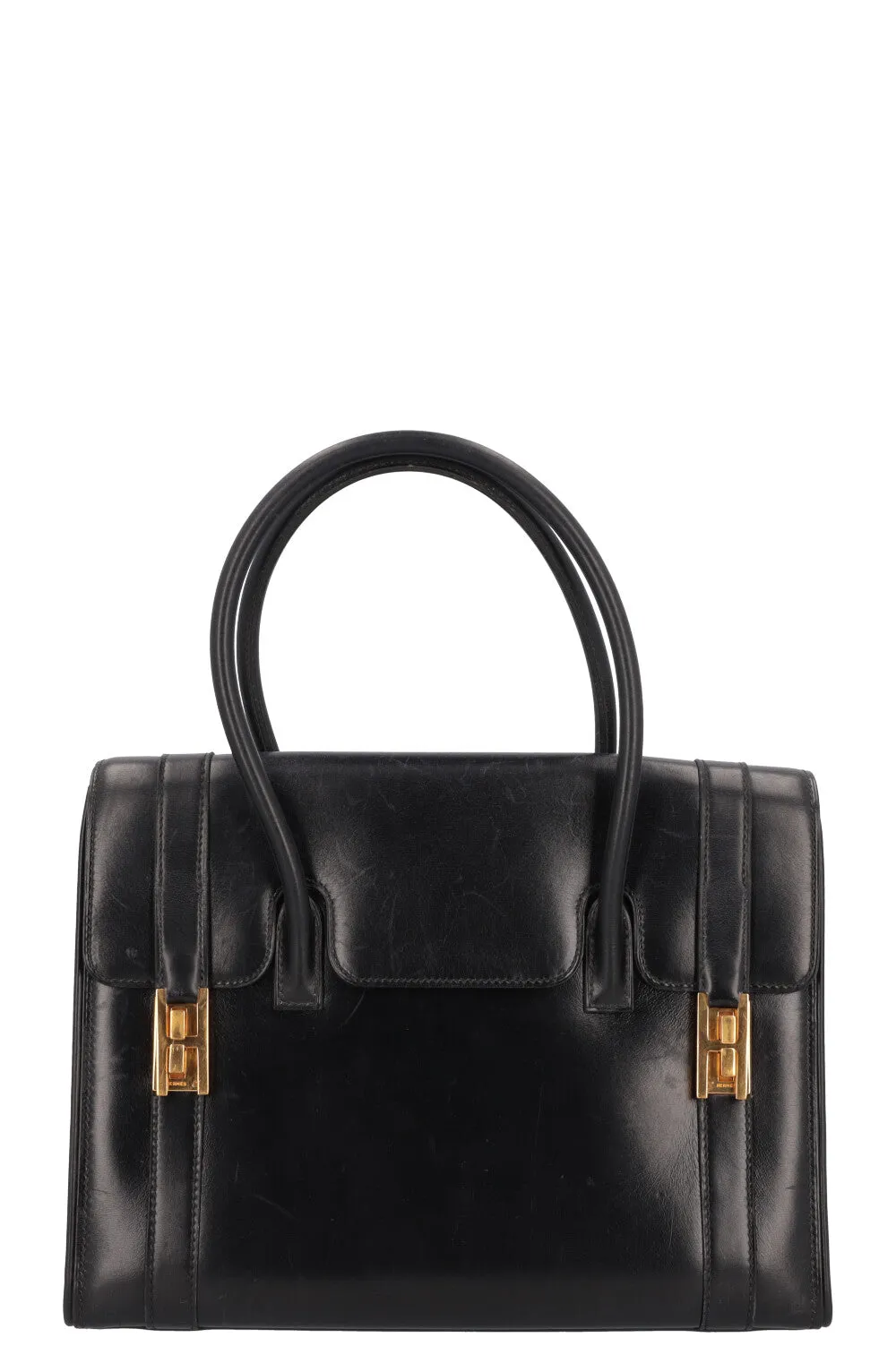HERMS Drag Top Handle Bag Black Box