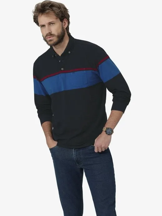 Herren Langarm-Poloshirt - SERENZIO