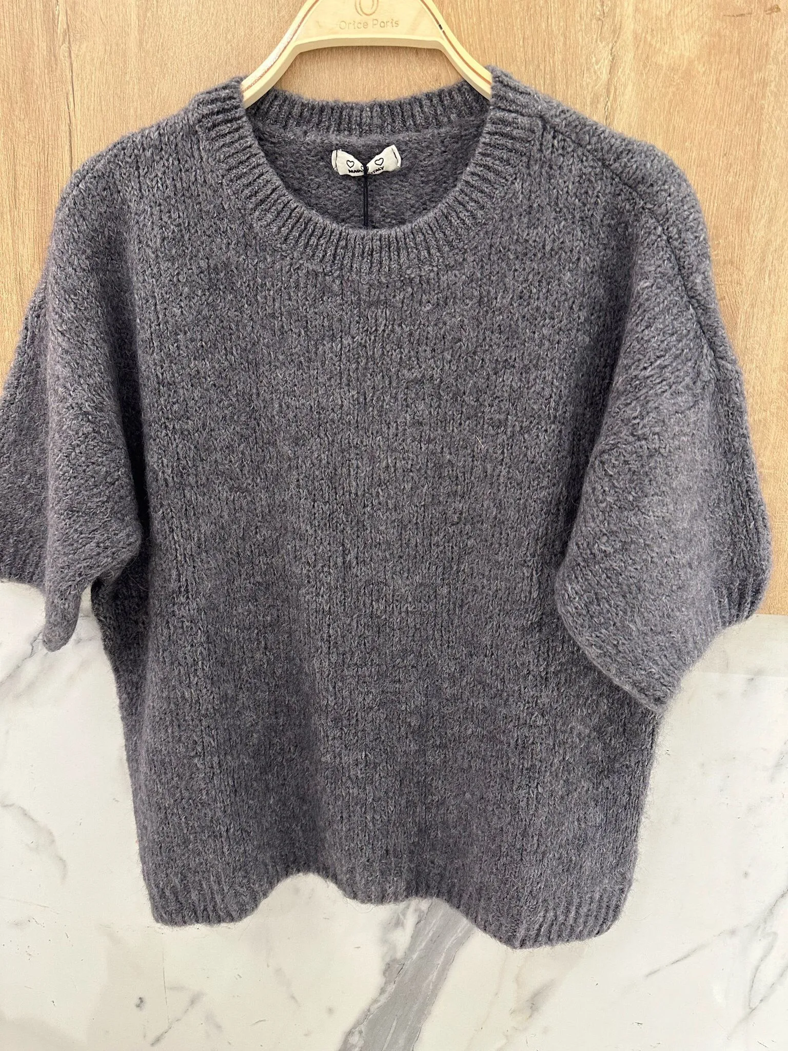 Kurzärmliger Strickpullover