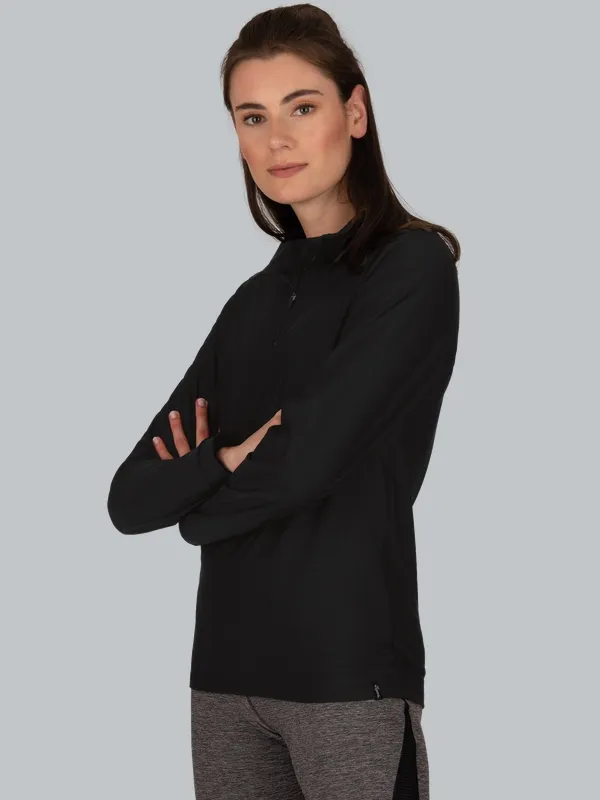 Langärmeliges Sportshirt mit Reißverschluss Schwarz