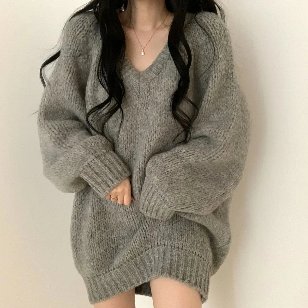 Lillymoda | Evelina - Oversized V-Ausschnitt Strickpullover