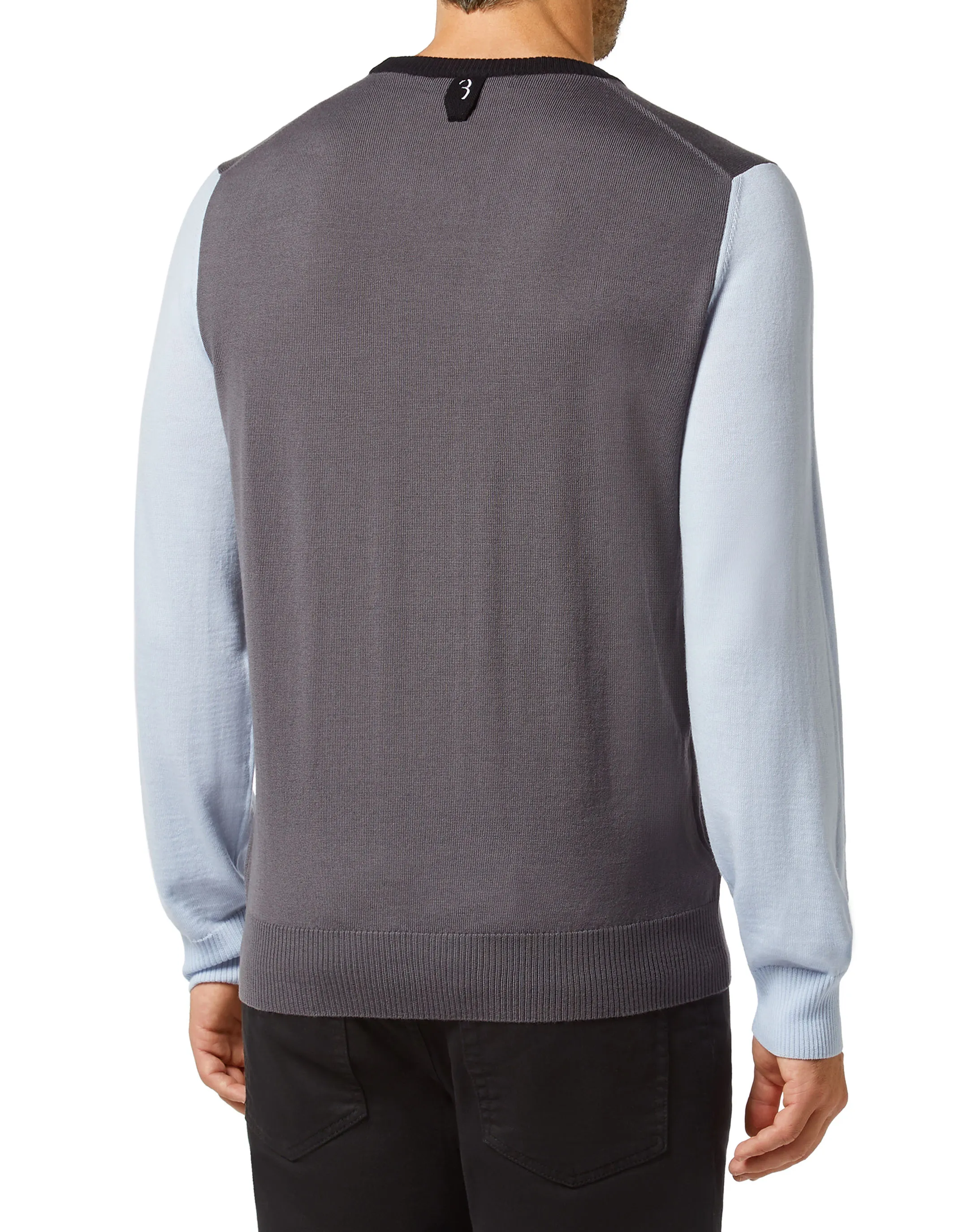 Merino wool Pullover Round Neck LS Color Block