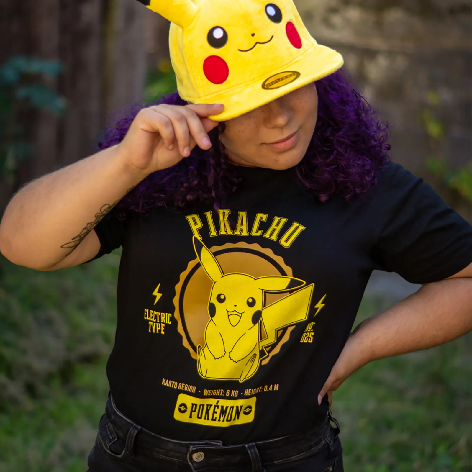 Pokemon - Pikachu College T-Shirt schwarz