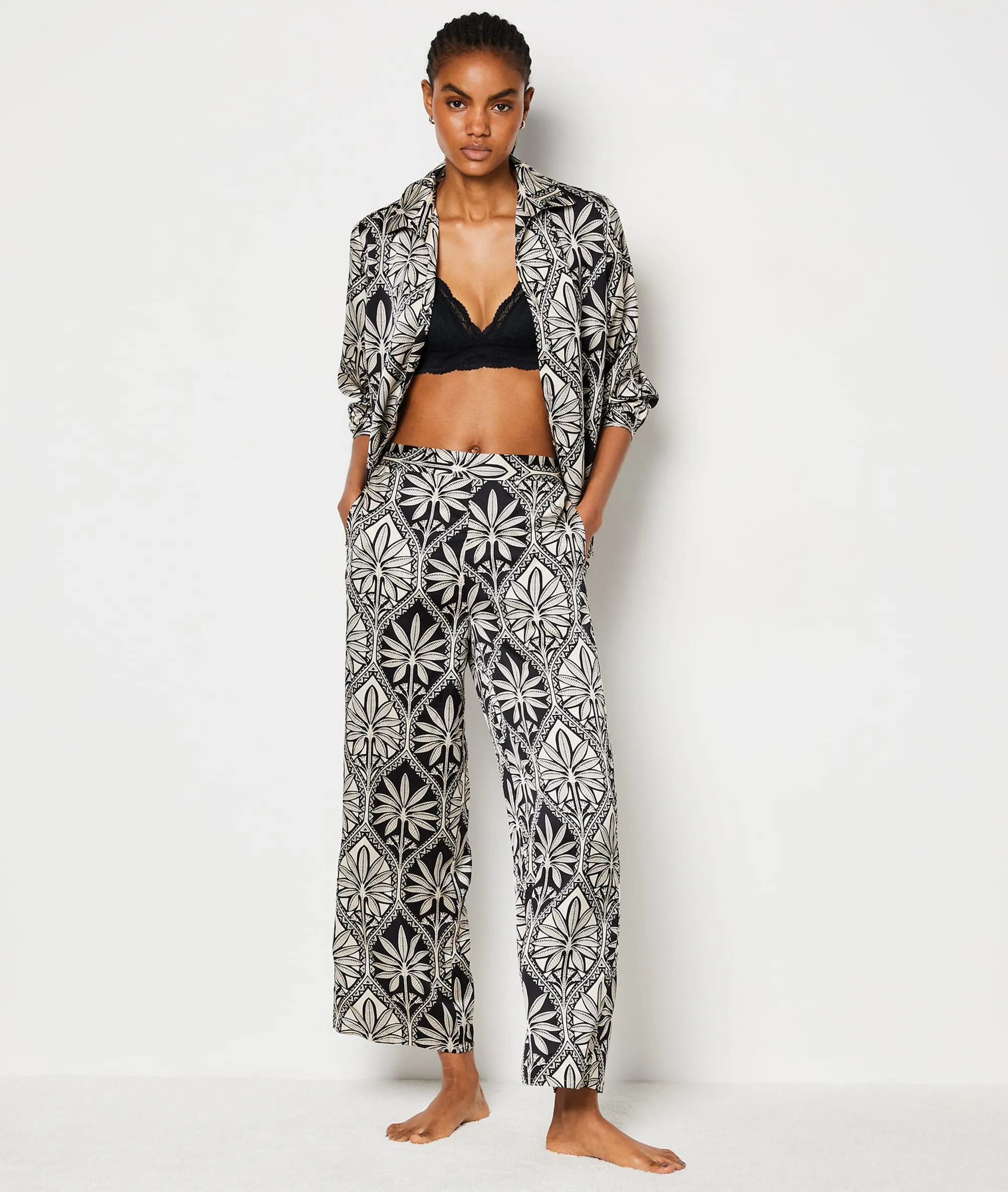 Pyjamahose mit Blumenmuster POLYESTER