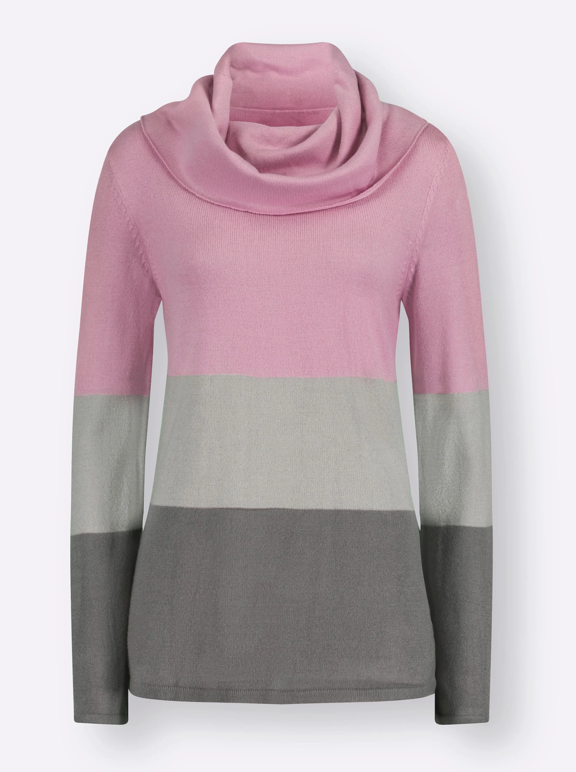 Rollkragenpullover in rosé-gestreift