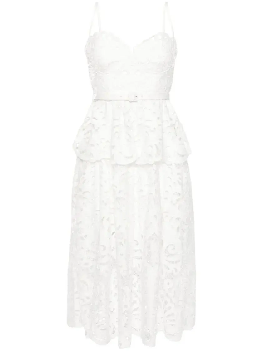   Self Portrait  Flared Dress White  Midi-Kleider 