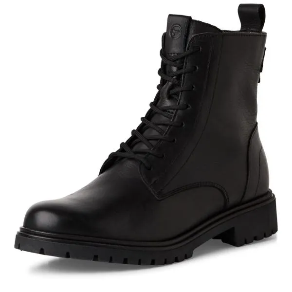 Tamaris Leder Stiefelette schwarz Schnürung und Reißverschluss S24 1-25402-43