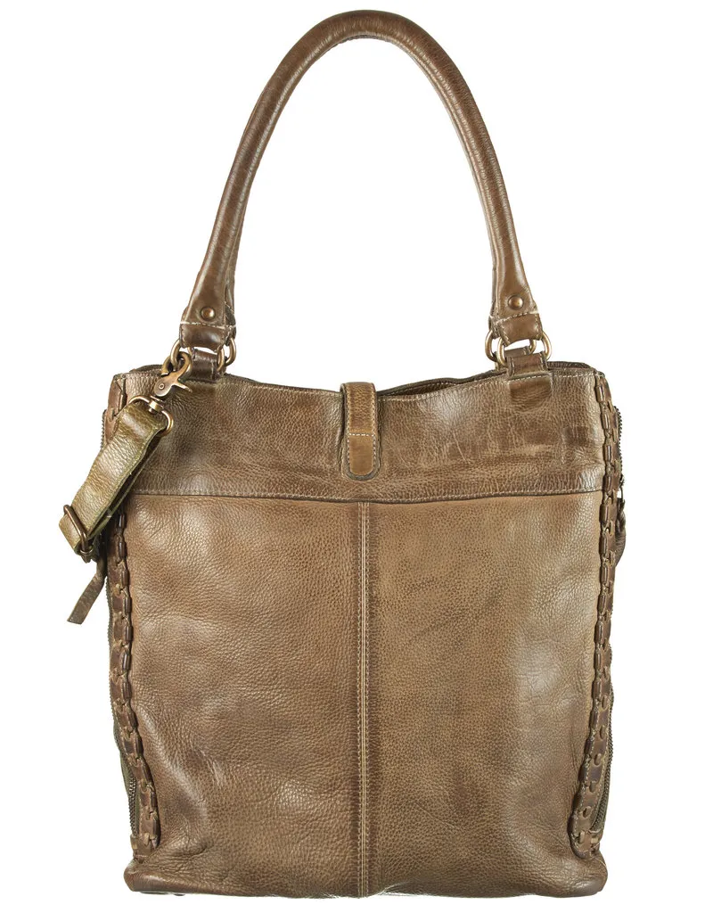 Weiches Leder Shopper Umhängetasche Grün