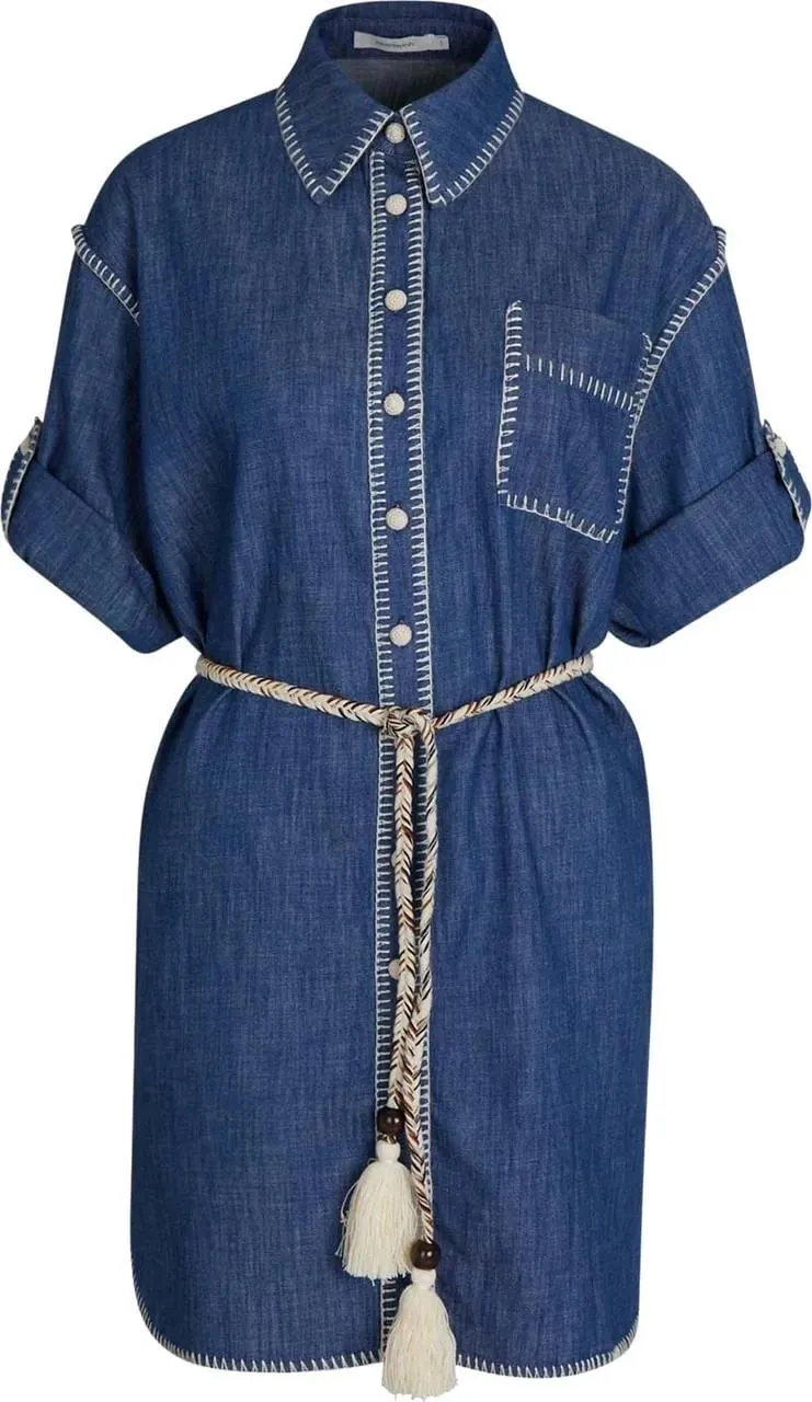   Zimmermann  Denim Mini Dress mehrfarbig  Midi-Kleider 