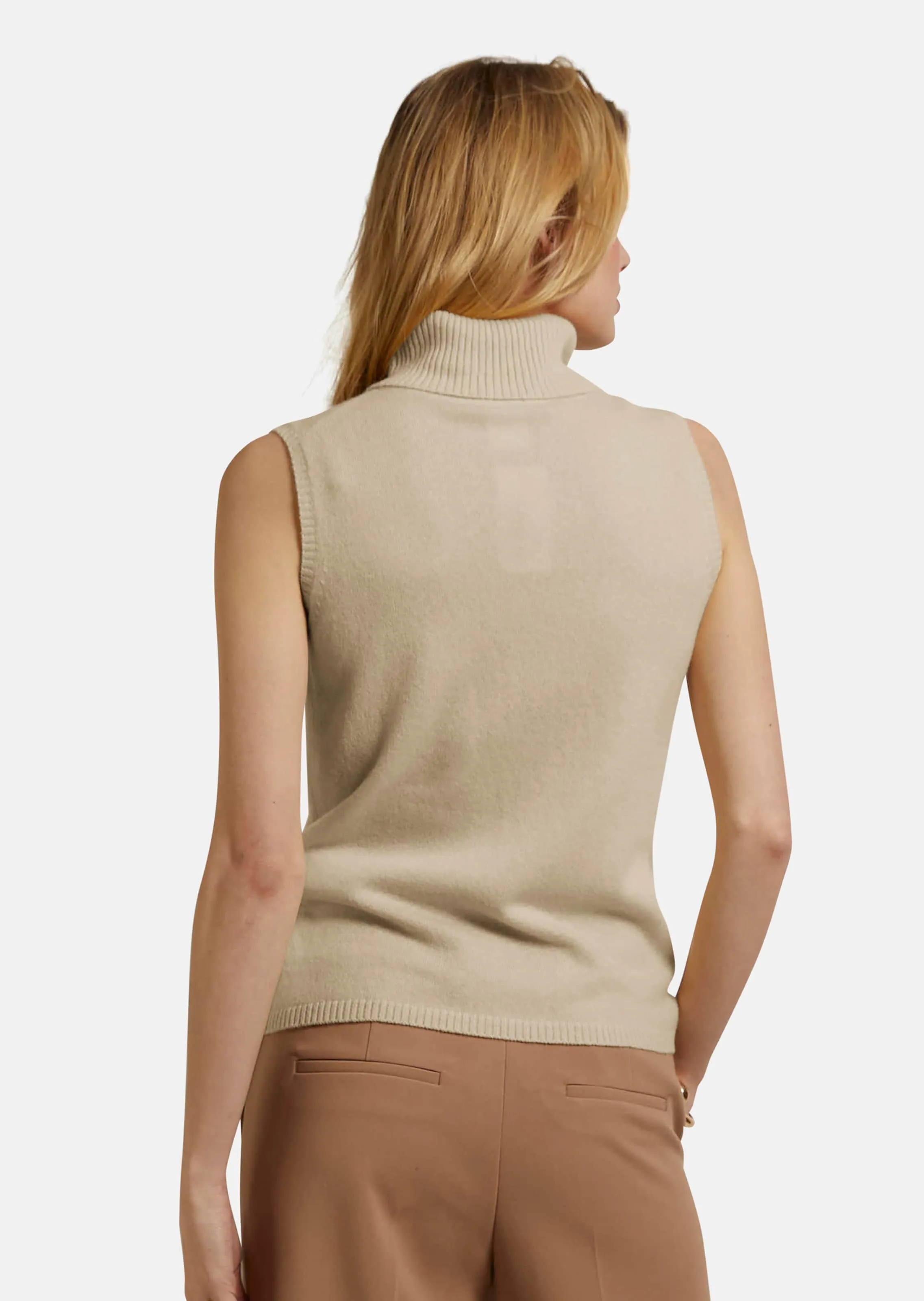 Ärmelloser Rollkragenpullover
